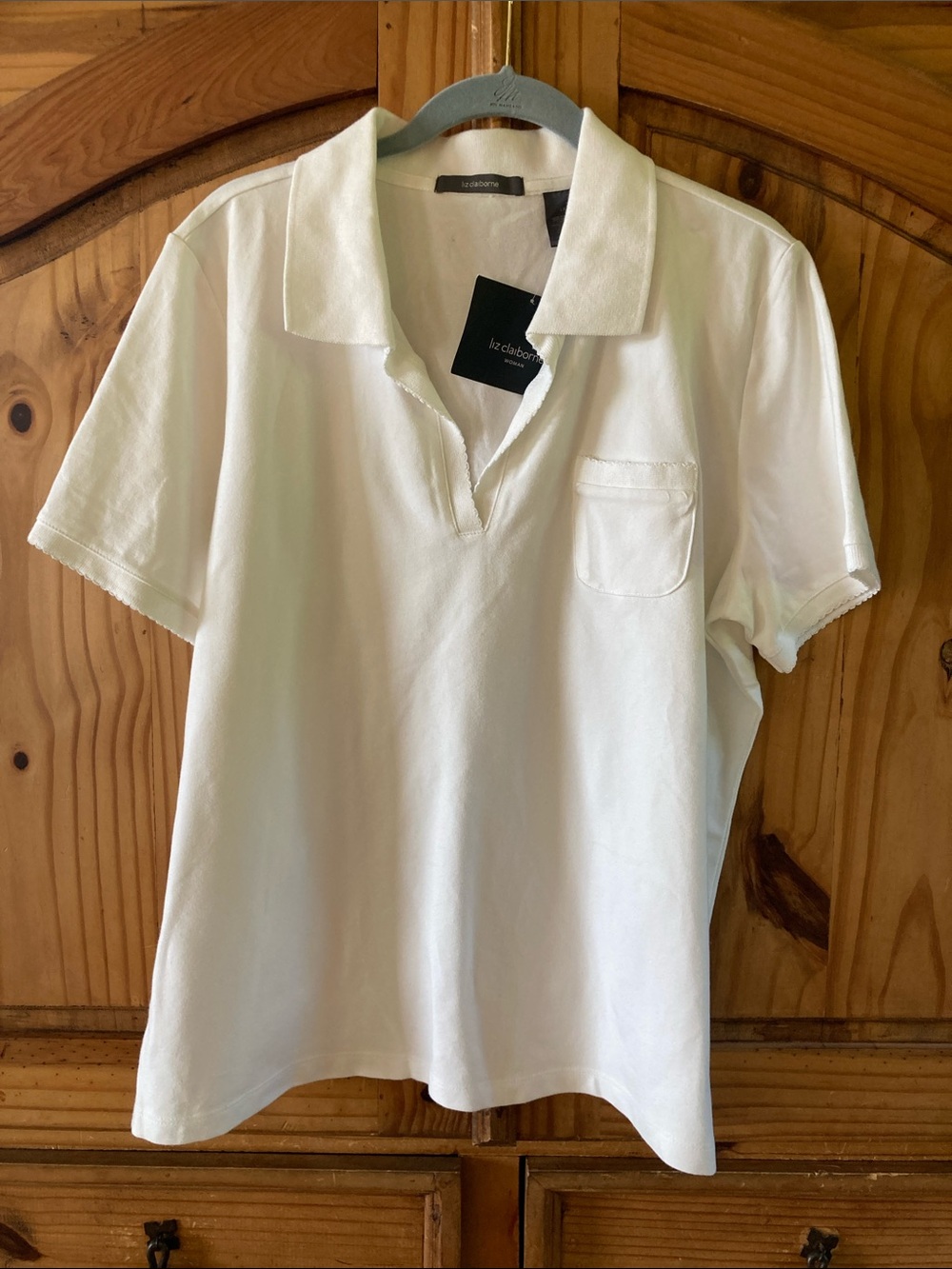 Women Liz Claiborne white short sleeve golf polo shirt size 2X - NWT